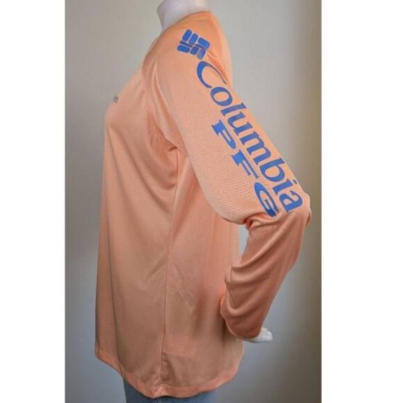 Columbia PFG Womens Fishing Shirt Large Peach Long Sleeve Performance Peach UPF - Picture 3 of 12